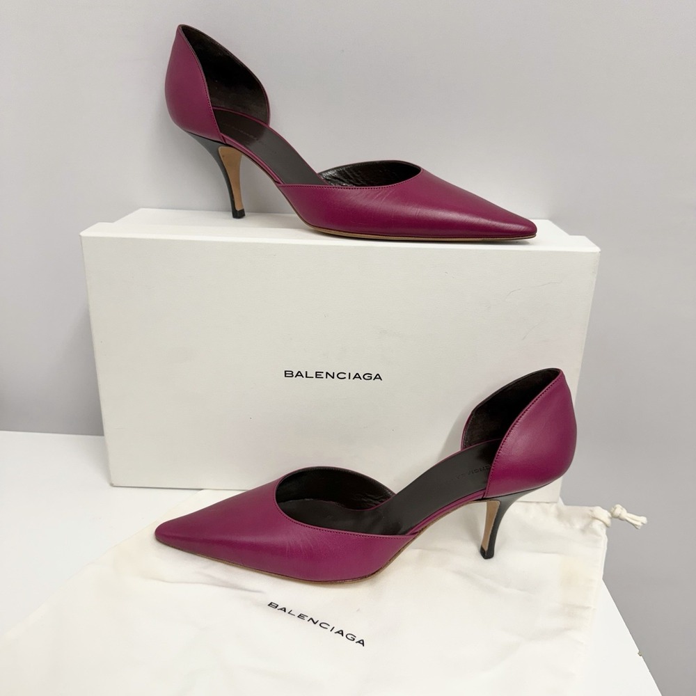 Balenciaga Leather Shoes Fuchsia NIB Cote D'Azur Anemone 37 1/2